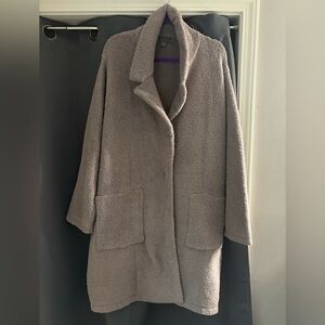 Barefoot Dreams Cozy Gray Coatigan with Snap Closure and Pockets